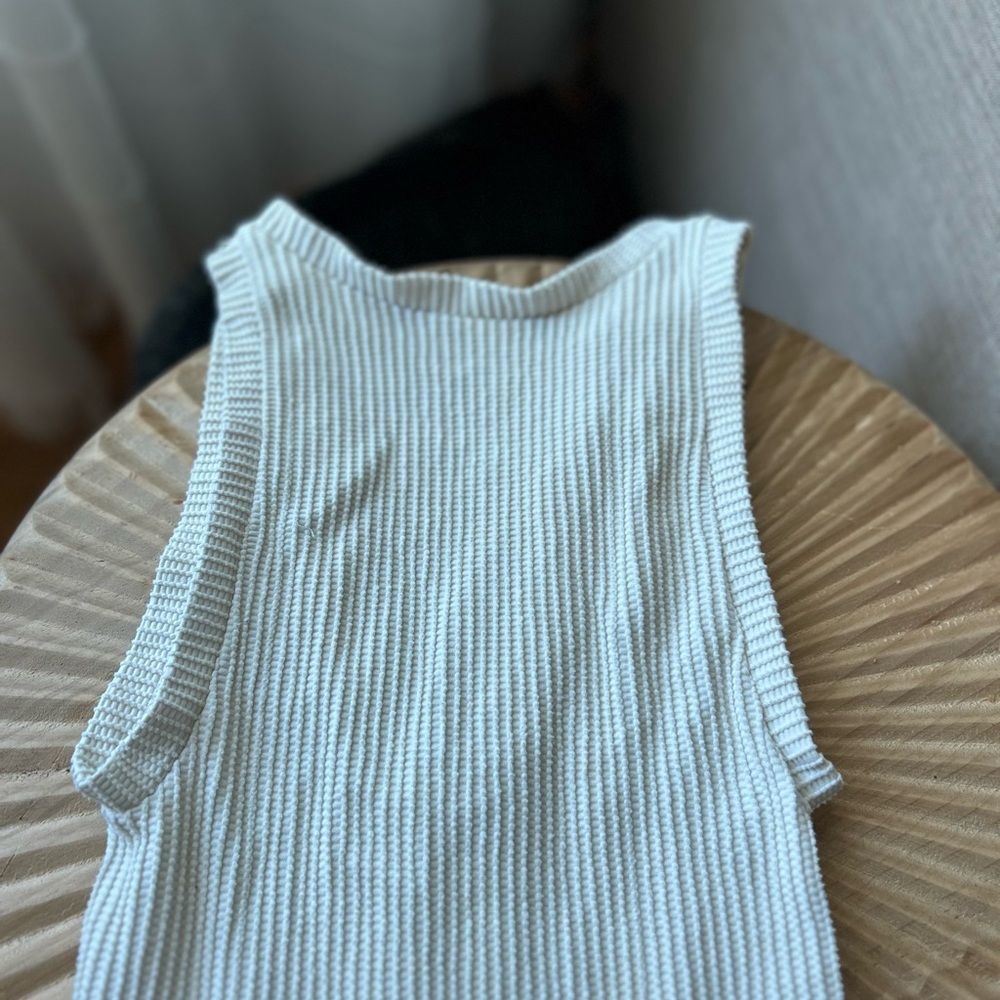Free People Cream Ribbed Knit Sleeveless Top - Picture 4 of 5